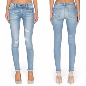 Joes Jeans The Finn Ankle Skinny Size 29 Yuki Rip Repair Distressed Raw Hem